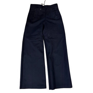 Vintage US NAVY Wool Flap Front Sailor Pants Uniform Tied Back Flare Pants Small